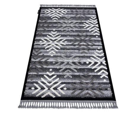 Szőnyeg MAROC P658 Hópelyhek fekete / szürke Rojt Berber shaggy 80x150 cm 80x150 cm