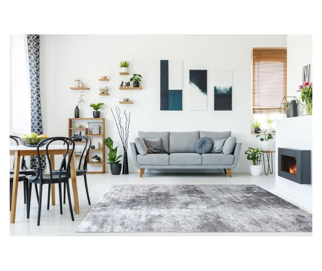 модерен MEFE килим 2783 мрамор - structural две нива на руно сив 140x190 cm  140x190 см