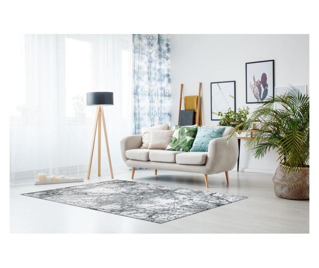 Килим AKRYL VALENCIA 073 мрамор светло сив / тъмно сив 80x150 cm  80x150 см