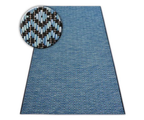 Fonott sizal szőnyeg LOFT 21144 rombusz Cikcakk kék/fekete/ezüst 80x150 cm
