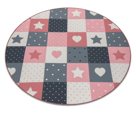 Gyerekeknek szőnyeg STARS Kör csillagok rózsaszín / szürke kerék 200 cm
