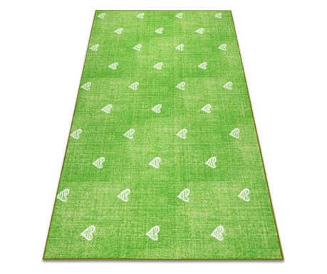 килим за деца HEARTS дънки, vintage сърца - зелен 150x500 cm  150x500 см