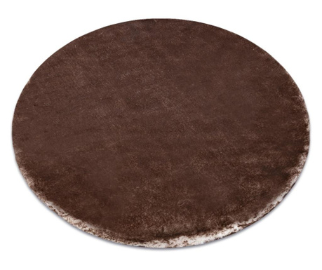 Модерен перален килим LAPIN кръг shaggy, против хлъзгане слонова кост / шоколад кръг 120 cm