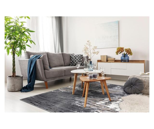 модерен килим COZY 8876 Rio structural две нива на руно сив 280x370 cm  280x370 см