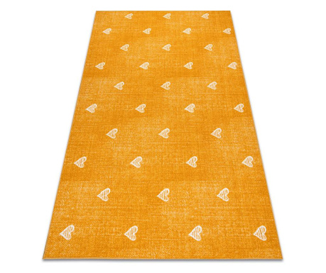 килим за деца HEARTS дънки, vintage сърца - оранжев 250x350 cm  250x350 см