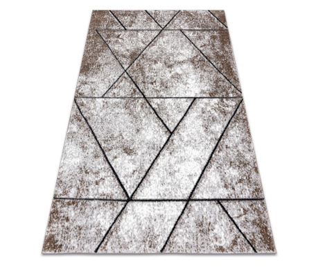 модерен килим COZY 8872 Wall, геометричен, триъгълници structural две нива на руно кафяв 140x190 cm