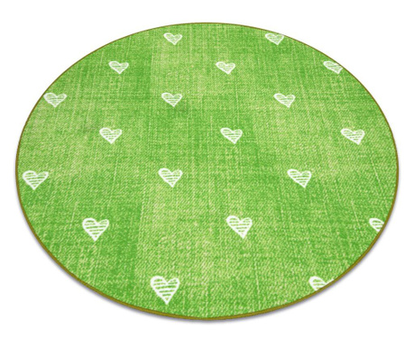 Covor pentru copii HEARTS cerc Jeans, vintage inimile - verde cerc 200 cm