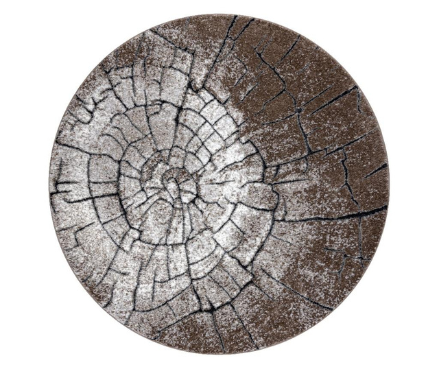 Moderní kulatý koberec COZY 8875, Wood, kmen stromu - Strukturální,  dvě úrovně rouna, hnědý kruh 160 cm  P160 cm