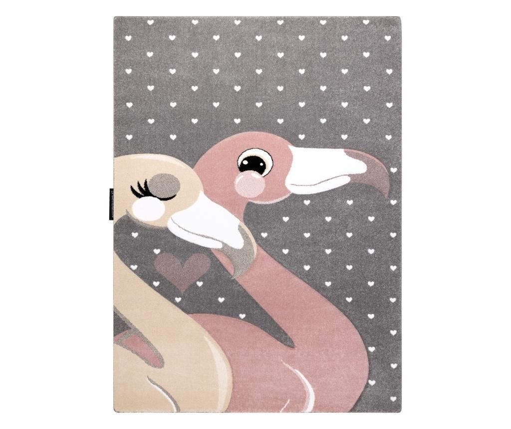 Килим PETIT FLAMINGOS фламинго СЪРЦА сив 160x220 cm  160x220 см - 2