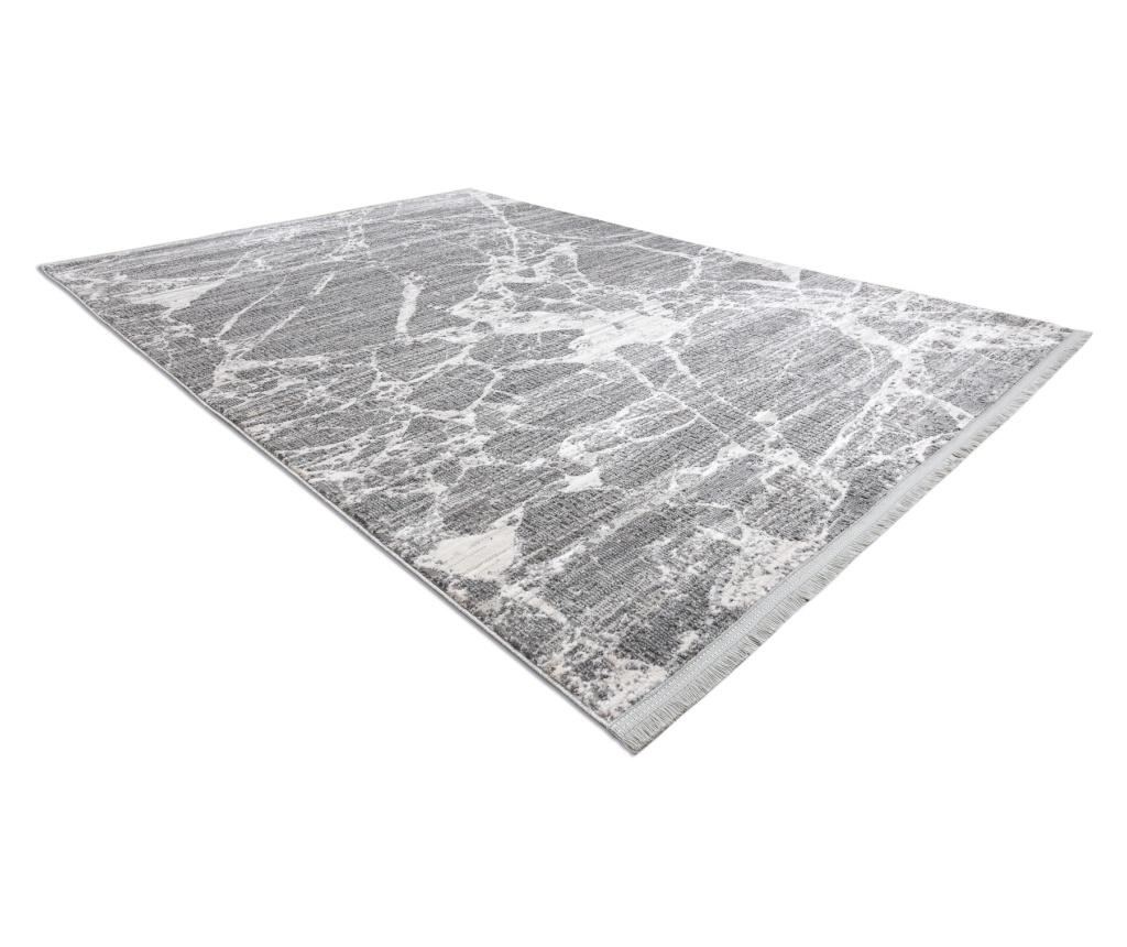 модерен килим REBEC ресни 51186B мрамор - две нива на руно сметана / сив 280x370 cm  280x370 см - 3