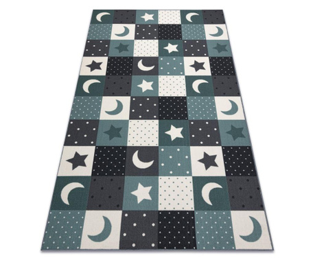 килим за деца STARS звезди тюркоаз / сив 400x600 cm
