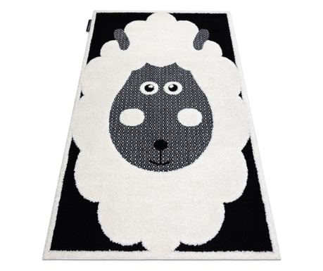 Модерен детски килим JOY Sheep овце, за деца - структурни две нива руно сиво / черно 140x190 cm  140x190 см