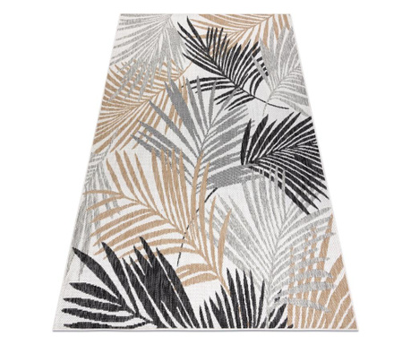 Covor SISAL COOPER frunze de palmier, tropical 22258 ecru / negru 200x290 cm