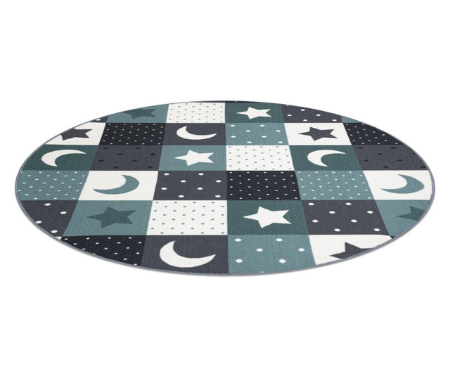 килим за деца STARS кръг звезди тюркоаз / сив кръг 200 cm  κύκλος 200 см