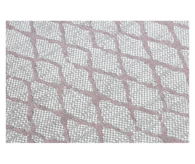 SION Braided Sisal Rug Checkered Pattern 22129 Flat Weave Ecru / Pink 80x150 cm