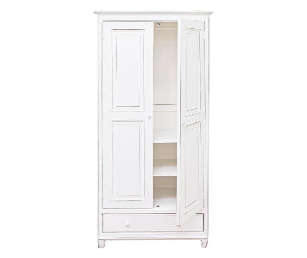 2 ajtós, 1 fiókos antik fehér fa szekrény 90 cm x 55 cm x 190 cm - 3