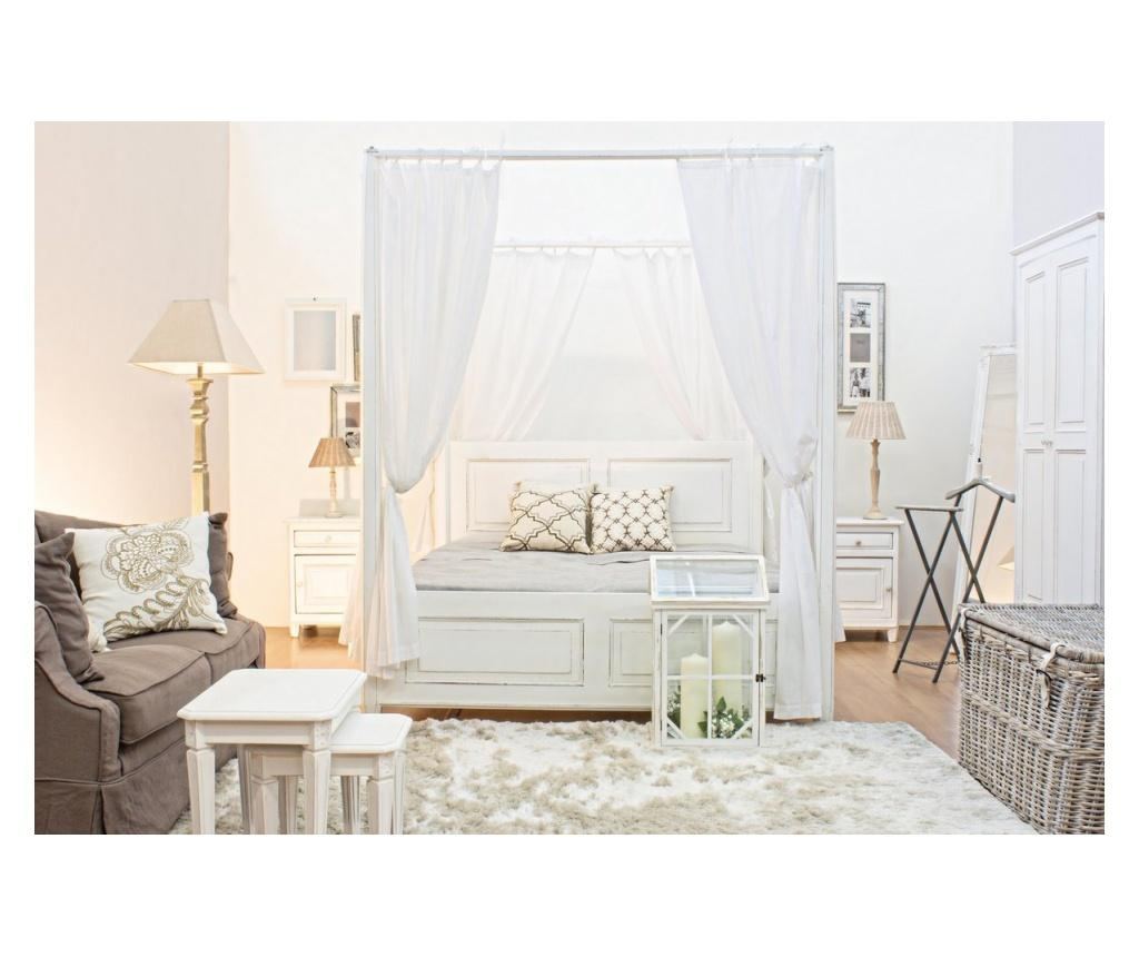 2 ajtós, 1 fiókos antik fehér fa szekrény 90 cm x 55 cm x 190 cm - 4