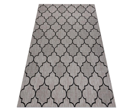 Covor sisal Floorlux 20607 marocani trellis argintiu si negru 120x170 cm