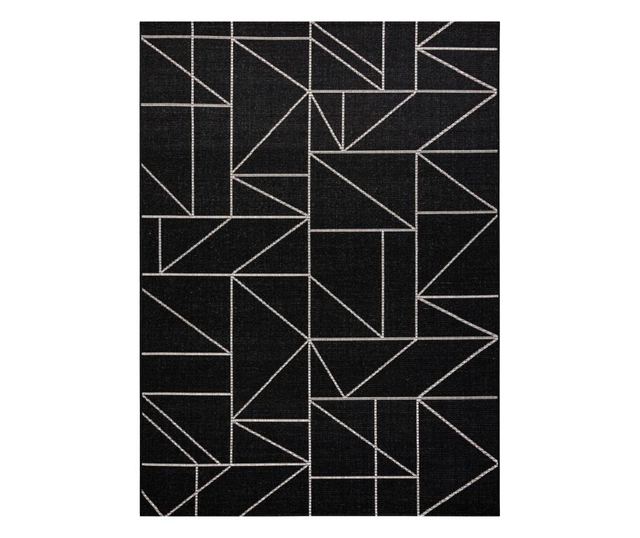 Килим SIZAL FLOORLUX 20605 черно / сребро триъгълници, геометричен 240x330 cm  240x330 см