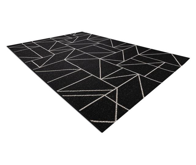 Килим SIZAL FLOORLUX 20605 черно / сребро триъгълници, геометричен 240x330 cm  240x330 см