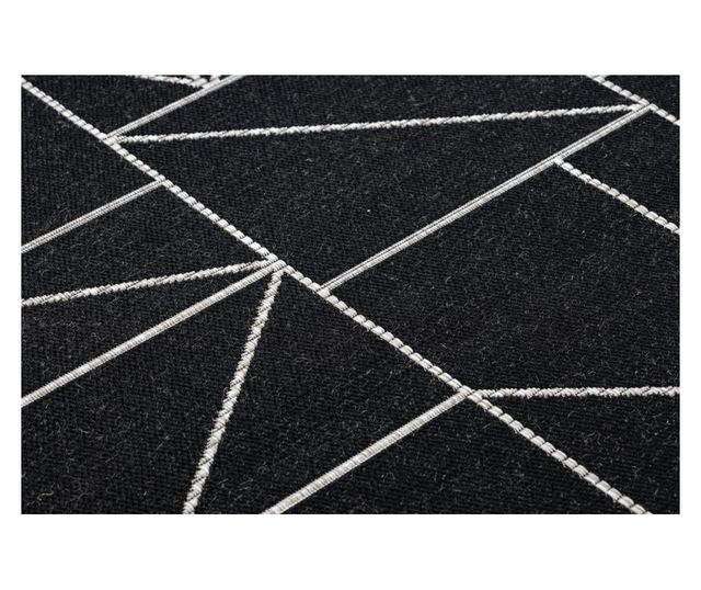 Килим SIZAL FLOORLUX 20605 черно / сребро триъгълници, геометричен 240x330 cm  240x330 см