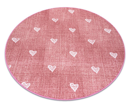 Kulatý koberec pro děti HEARTS  Jeans, vintage srdce - růžový   kruh 100 cm  κύκλος 100 cm