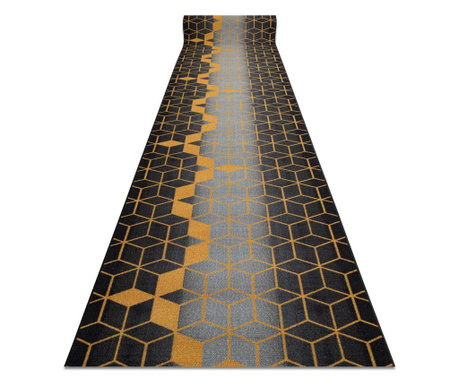 Csúszásgátló futó szőnyeg 120 cm HEKSAGON Hatszög fekete / arany 120x1300 cm