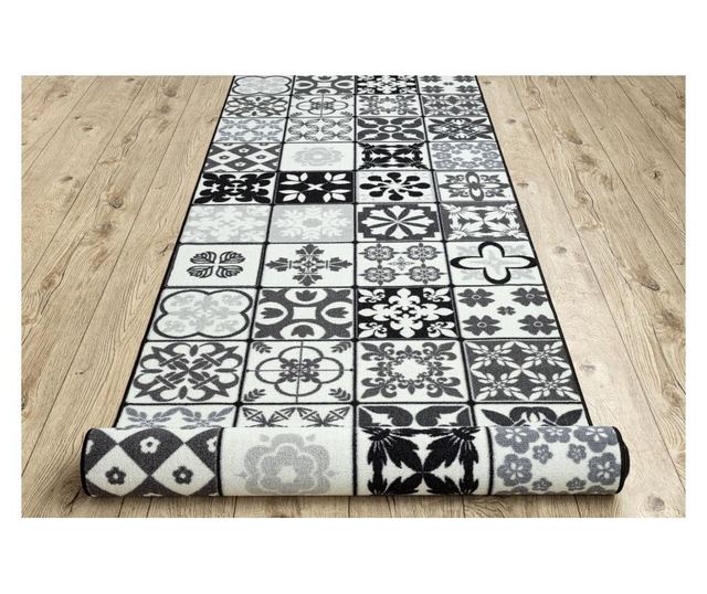 Χαλί δρομέας αντιολισθητικό azulejo συνονθύλευμα, κεραμίδια της Λισαβόνας γκρι / μαύρο 57x290 cm  57x290 cm