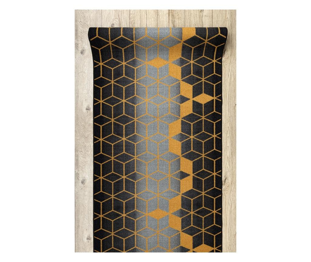 Csúszásgátló futó szőnyeg 57 cm HEKSAGON Hatszög fekete / arany 57x290 cm 57x290 cm
