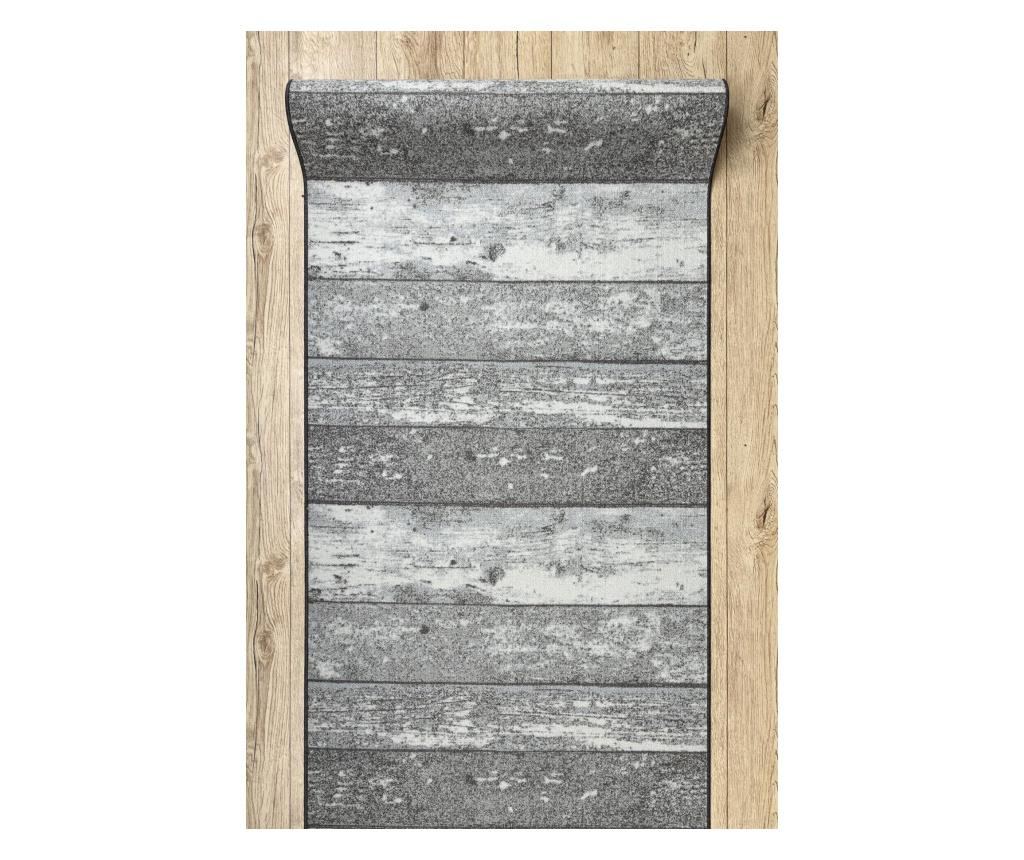 Пътеки противоплъзгаща основа 110 cm дърво дъска сиво 110x760 cm - 4