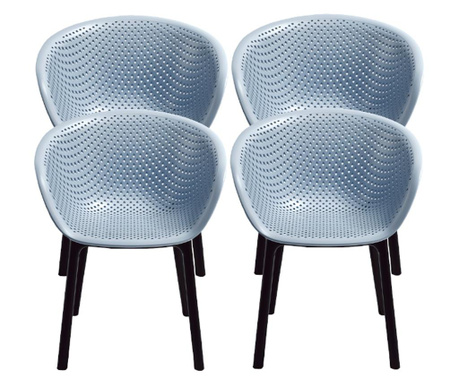 RAKI HAVANA Set 4 scaune bucatarie tip fotoliu cu aditiv de protectie anti UV 61x64x74cm albastru
