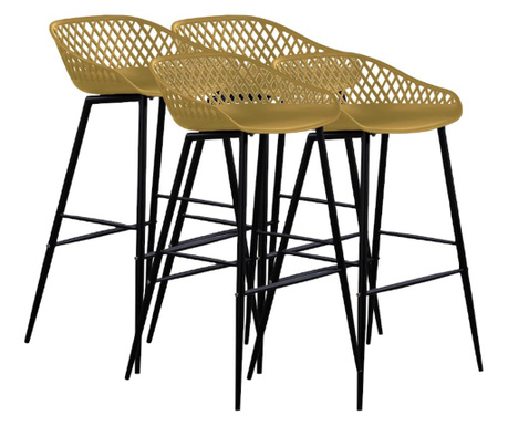RAKI TOYAMA Set 4 scaune bar polipropilena galben negru 48x47x95cm