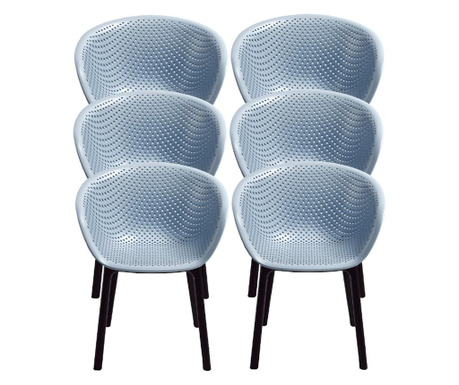RAKI HAVANA Set 6 scaune terasa cafenea tip fotoliu cu aditiv de protectie anti UV 61x64x74cm albastru