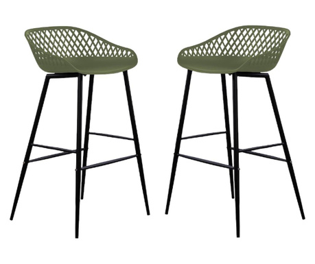 RAKI TOYAMA Set 2 scaune bar polipropilena 48x47x95cm verde negru