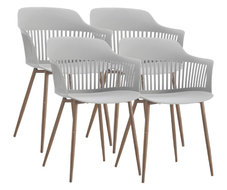 RAKI FLORIDA Set 4 scaune albe bucatarie, living cu spatar din polipropilena 53x59x81cm