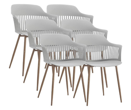 RAKI FLORIDA Set 6 scaune albe scaune dining cu spatar din polipropilena 53x59x81cm