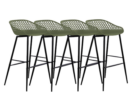 RAKI TOYAMA Set 4 scaune bar polipropilena 48x47x95cm verde negru