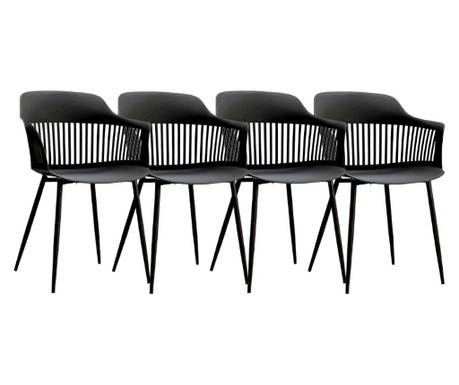 RAKI FLORIDA Set 4 scaune bucatarie, living cu aditiv UV 53x59x81cm negru