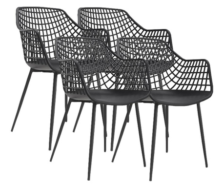 RAKI TOYAMA Set 4 scaune bucatarie, terasa cu aditiv de protectie anti UV 56x57x84cm negru