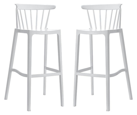 RAKI ASPEN Set 2 scaune bar, polipropilena, 51x54xh103cm, albe