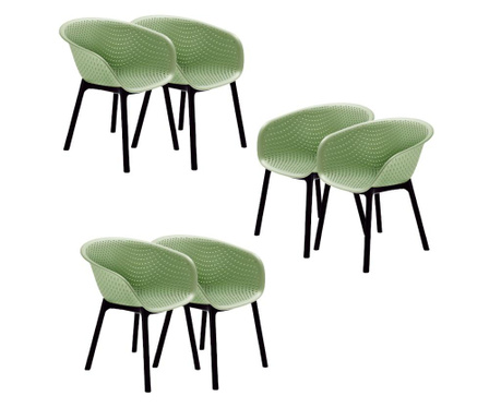 RAKI HAVANA Set 6 scaune dining tip fotoliu cu aditiv de protectie anti UV 61x64x74cm verde