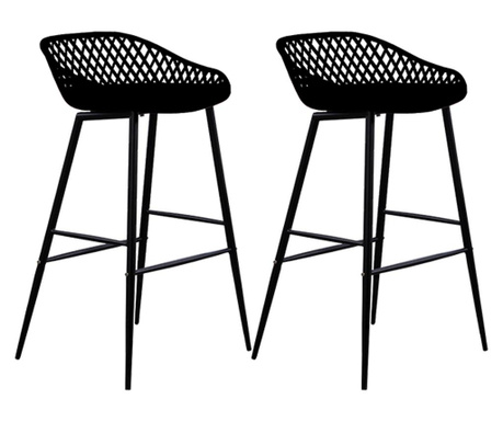RAKI TOYAMA Set 2 scaune bar polipropilena 48x47x95cm negru