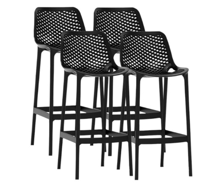 RAKI LONDON AIR Set 4 scaune inalte bar polipropilena cu aditiv de protectie anti UV 52x44x105cm negru
