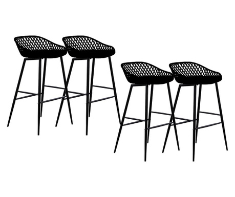 RAKI TOYAMA Set 4 scaune bar polipropilena 48x47x95cm negru