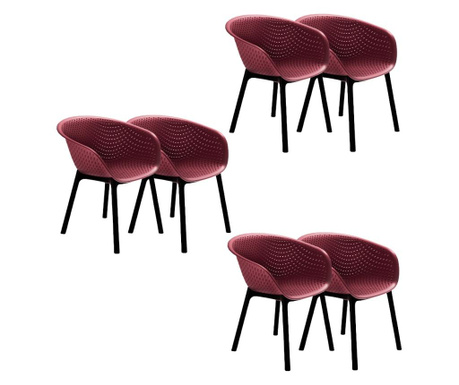 RAKI HAVANA Set 6 scaune dining tip fotoliu cu aditiv de protectie anti UV 61x64x74cm bordo