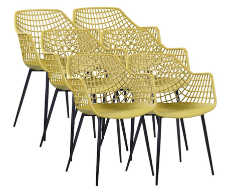 RAKI TOYAMA Set 6 scaune dining polipropilena 56x57x84cm galben negru