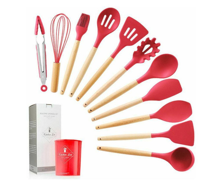 12 darabos élelmiszeripari szilikon konyhai eszköz készlet onuvio™ daria - piros