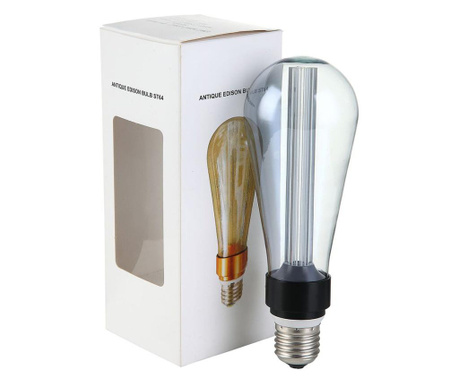 Bec Edison Antique LED Grey cu filament tubular Lomt, Sticla Gri Fumurie/Lumina calda, 6 W, E27