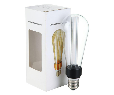 Bec Edison Antique LED cu filament tubular Lomt, Sticla Fumurie/Lumina calda, 6 W, E27