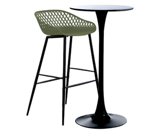 RAKI Set masa si scaune de bar, 2 piese, masa neagra 60x101cm cu 1 scaun Toyama verde negru 48x47x95cm
